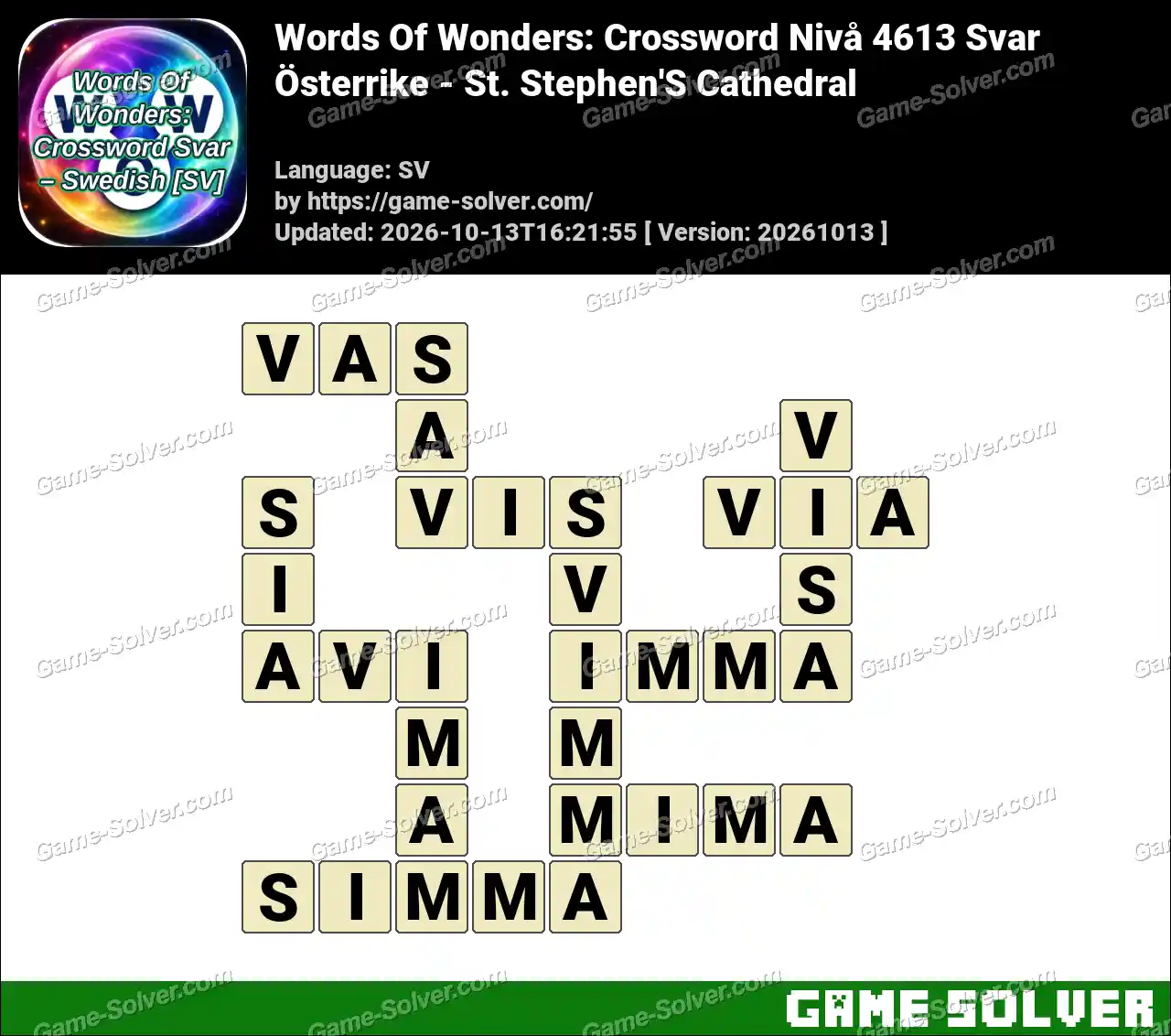 Words Of Wonders: Crossword Nivå 4613 Svar – Österrike – St. Stephen’S Cathedral